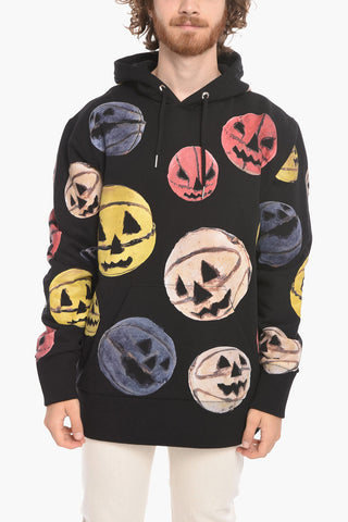 Hoodie Sweatshirt with Allover Pumpkin Print