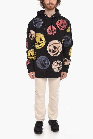 Hoodie Sweatshirt with Allover Pumpkin Print