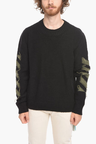 Embroidered REVERSE ARROW Wool Blend Pullover