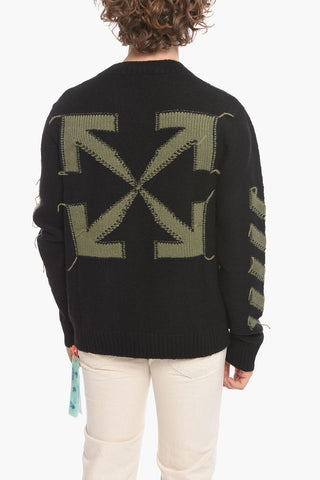 Embroidered REVERSE ARROW Wool Blend Pullover