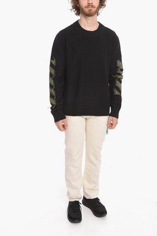 Embroidered REVERSE ARROW Wool Blend Pullover