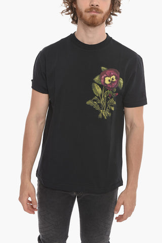 Crewneck T-shirt with Floral Print