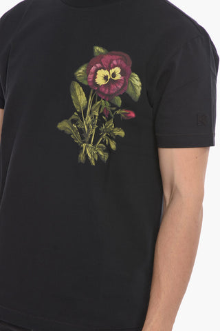 Crewneck T-shirt with Floral Print