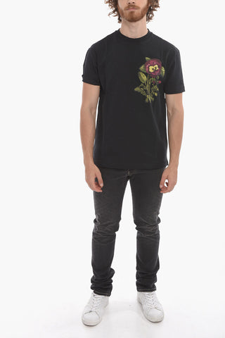 Crewneck T-shirt with Floral Print