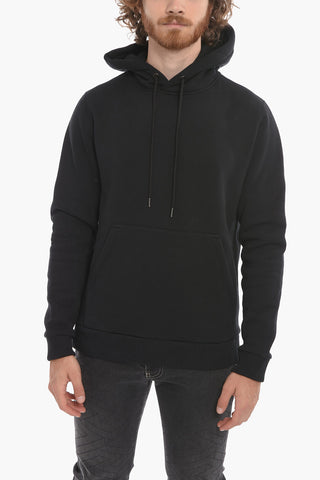 Fleeced-cotton Hoodie with Debossed Lettering Print