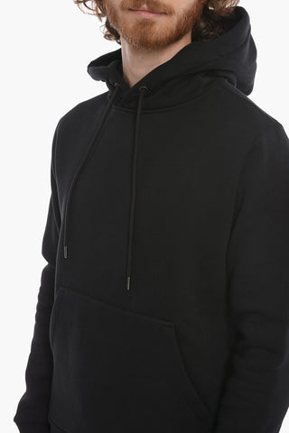 Fleeced-cotton Hoodie with Debossed Lettering Print