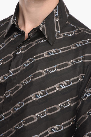 Camicia in Seta LOCK con Motivo Monogram