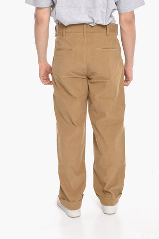 Single-pleated Pin Check Velour Pants