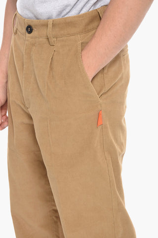 Single-pleated Pin Check Velour Pants