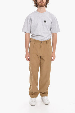 Single-pleated Pin Check Velour Pants