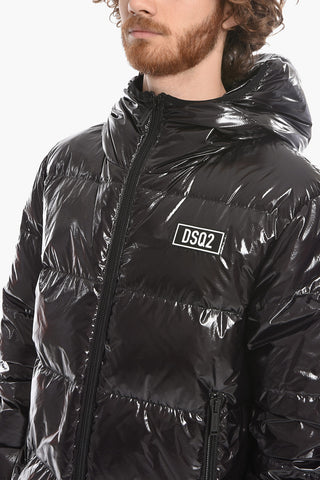 Shiny Nylon Hooded Puffer
