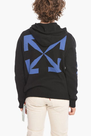 Felpa Hoodie in Maglia DIAG con Zip Frontale