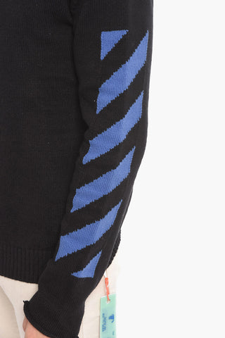 Felpa Hoodie in Maglia DIAG con Zip Frontale
