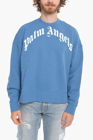 Crew Neck CURVED LOGO Brushed Cotton Sweatshirt