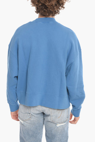 Crew Neck CURVED LOGO Brushed Cotton Sweatshirt