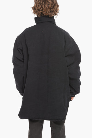 Denim Padded Parka with Frogs Closure
