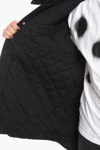 Denim Padded Parka with Frogs Closure