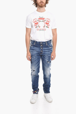5 Pocket COOL GUY FIT Denims with Embroidered Bottom 16cm