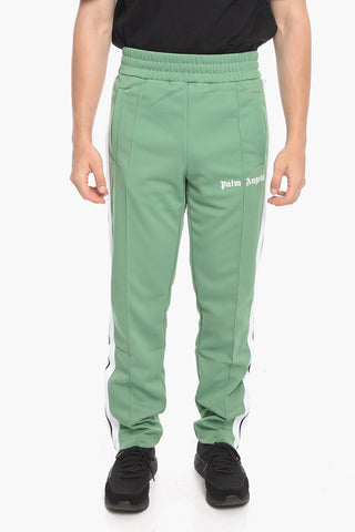 Pantaloni Track in Acetato con Zip alla Caviglia