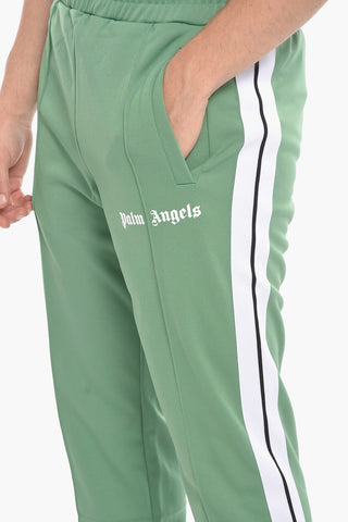 Pantaloni Track in Acetato con Zip alla Caviglia
