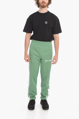Pantaloni Track in Acetato con Zip alla Caviglia