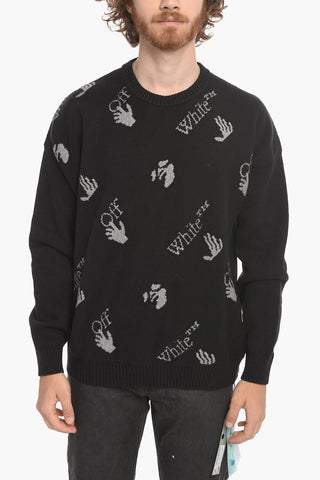 Maglia Girocollo ALLOVER LOGO in Misto Cotone