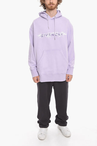 Hoodie Sweatshirt with Ton-sur-ton Logo Application