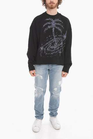 Crew Neck PALM GALAXY Brushed Cotton Sweatshirt