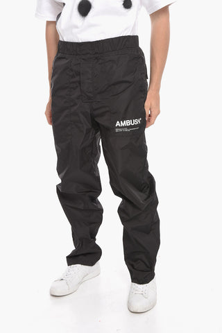 Joggers in Nylon LOGO-PRINT senza Polsino