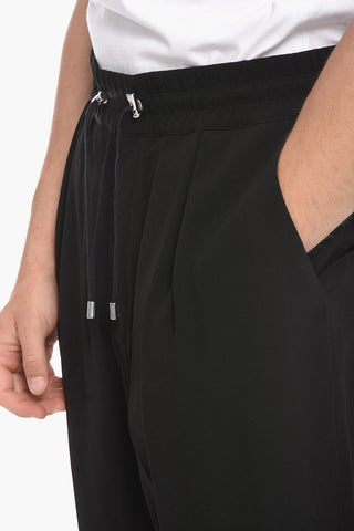 Cropped Front-pleated Joggers with Drawstring