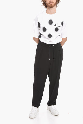 Cropped Front-pleated Joggers with Drawstring