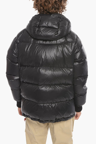 Hooded Quilted Down Jacket with Drawstrings