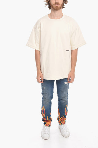Crew Neck Padded T-Shirt with Embroidered Logo