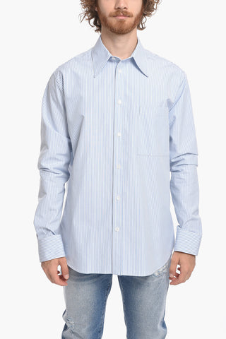 Awning Stripe Cotton Shirt with Breast-pocket