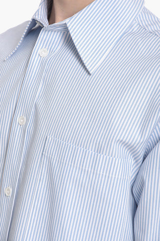 Awning Stripe Cotton Shirt with Breast-pocket