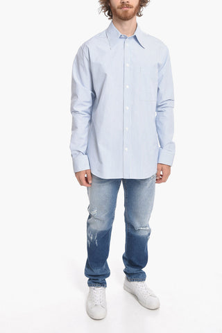 Awning Stripe Cotton Shirt with Breast-pocket