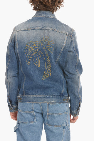 Denim Saharan Jacket with Embroidered Logo