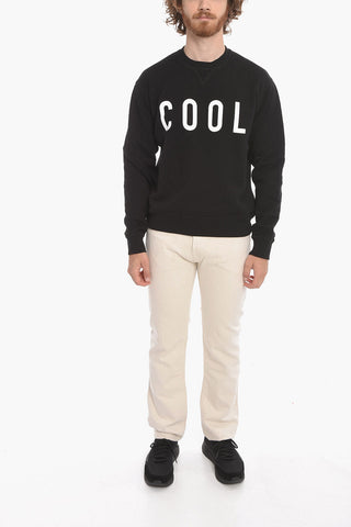 Fleeced-cotton Cool-fitting Crewneck Sweatshirt with Print