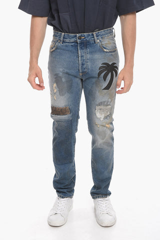 Lived-in Slim Fit Denims with Leather Logo Patch 17cm