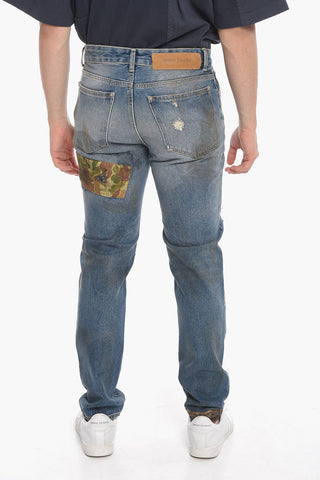 Lived-in Slim Fit Denims with Leather Logo Patch 17cm