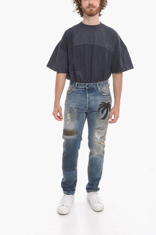 Lived-in Slim Fit Denims with Leather Logo Patch 17cm