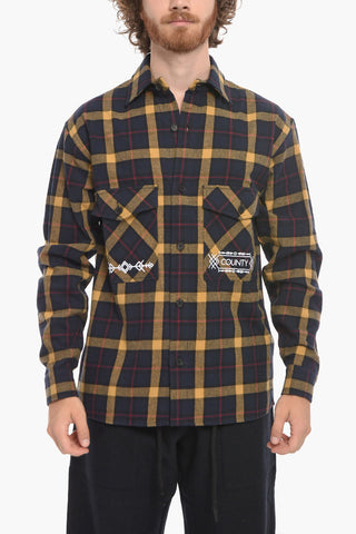 Camicia in Flanella FOLK con Motivo Plaid Check