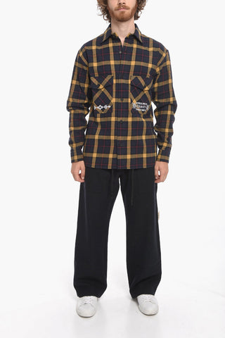 Camicia in Flanella FOLK con Motivo Plaid Check
