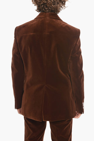 Blazer Slim Fit in Velour con Rever a Lancia