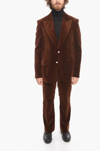 Blazer Slim Fit in Velour con Rever a Lancia