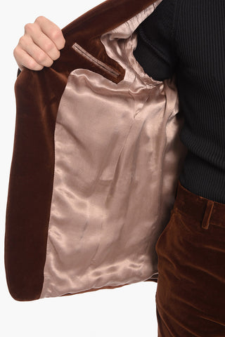 Blazer Slim Fit in Velour con Rever a Lancia
