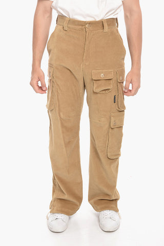 Corduroy Cargo Pants with Drawstringed Cuffs