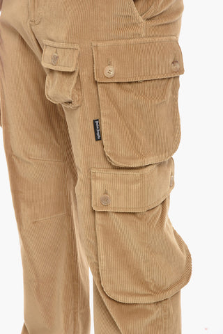 Corduroy Cargo Pants with Drawstringed Cuffs
