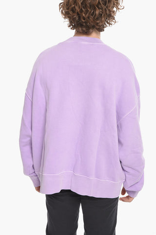 Felpa Girocollo CURVED LOGO in Cotone Garzato