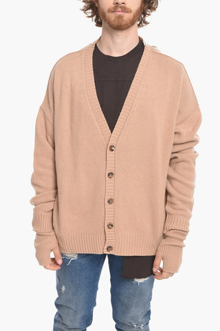 Cashmere Blend OVERSIZED LOGO Cuffed Cardigan